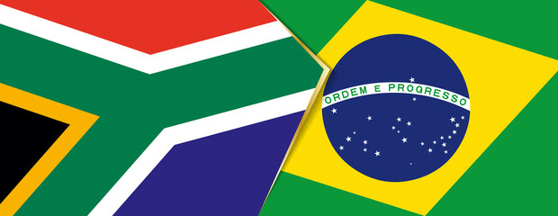South Africa and Brazil flags, two vector flags.