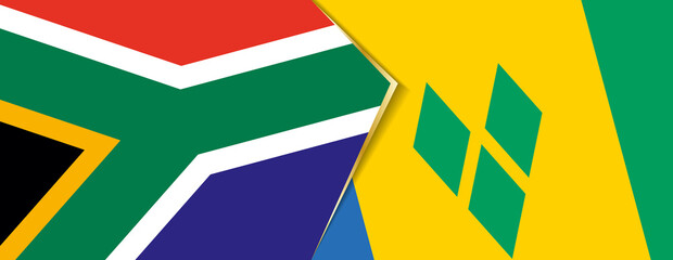 South Africa and Saint Vincent and the Grenadines flags, two vector flags.