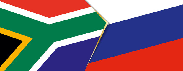 South Africa and Russia flags, two vector flags.