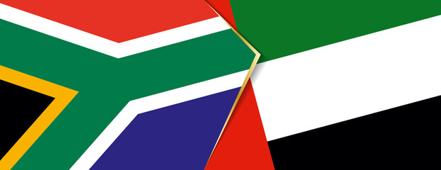 South Africa and United Arab Emirates flags, two vector flags.