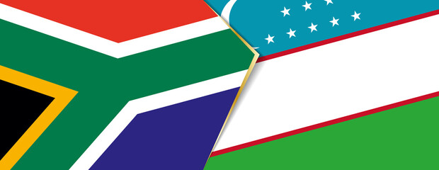 South Africa and Uzbekistan flags, two vector flags.