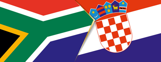 South Africa and Croatia flags, two vector flags.