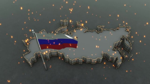 3D animation of the map of russia