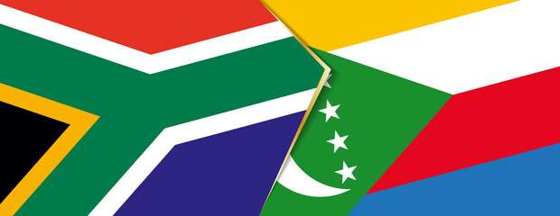 South Africa and Comoros flags, two vector flags.