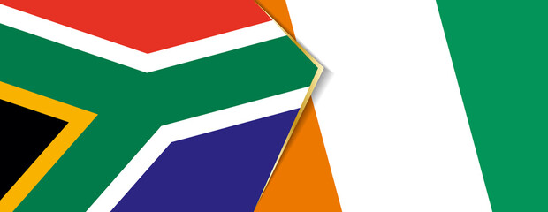 South Africa and Ivory Coast flags, two vector flags.
