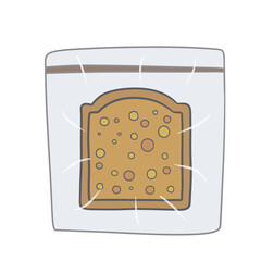 Sandwich in bag. Package with breakfast. Cartoon illustration. School lunch in zip lock bag.