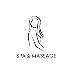 blank face relax women simple flat spa and massage logo design 