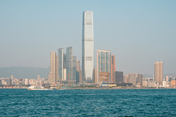 Fototapeta na wymiar HongKong, Kowloon Skyline, coast view from Hong Kong Island