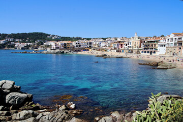 Obraz premium Main view of Canadell beach in Calella de Palafurgell village, one of the most wonderful spots of La Costa Brava region in Catalonia, Spain.