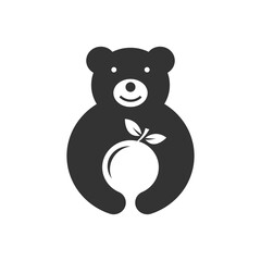 catchy monochrome bear fruit logo