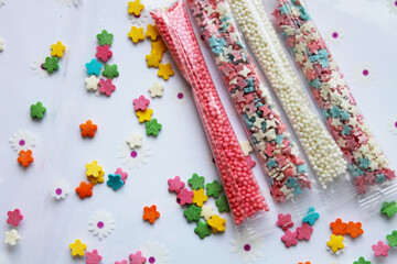 Easter egg and cake decorations, food decorations, easter background