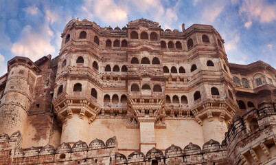 Ancient palace of Mehrangarh or Mehran Fort in Jodhpur, Rajasthan, India