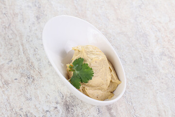 Traditional Jewish Hummus with olive oil