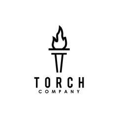 torch letter t simple flat logo design vector