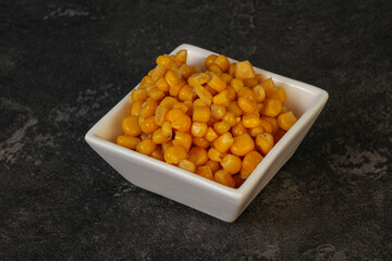 Sweet corn seeds in the bowl