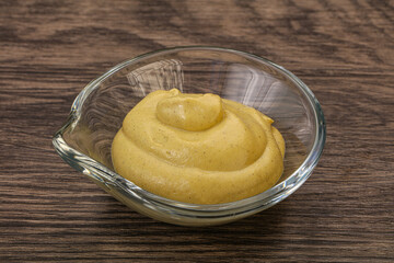 Dijon mustard sauce in the bowl
