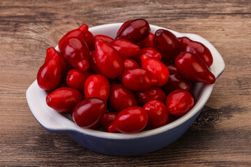 Sweet and ripe cornel berries