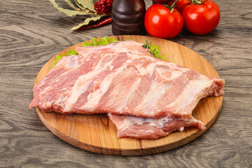 Raw pork ribs for cooking