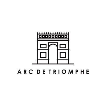 arch de triomphe France landmark line art 