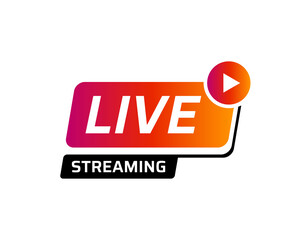 Live streaming icon. Broadcasting video news, tv stream screen banner. Online channel, live event sticker design.