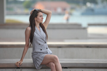 Fototapeta premium young beautiful woman in dress