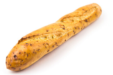 French onion baguette on a white background.