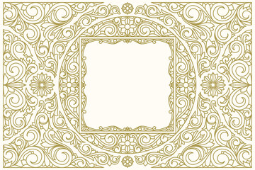 Decorative monochrome ornate vintage design blank card