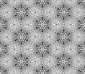 Abstract fantasy striped halftone ,thin line round shapes geometric seamless pattern. Creative mosaic, tile background.