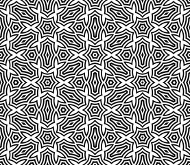 Abstract fantasy striped halftone ,thin line round shapes geometric seamless pattern. Creative mosaic, tile background.