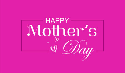 Happy Mother`s Day text with pink background and hearts