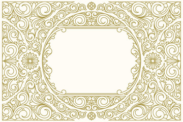 Decorative monochrome ornate vintage design blank card