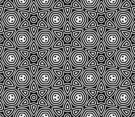 Abstract fantasy striped halftone ,thin line round shapes geometric seamless pattern. Creative mosaic, tile background.