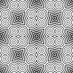 Abstract fantasy striped halftone ,thin line round shapes geometric seamless pattern. Creative mosaic, tile background.