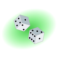 Dices on a green background icon vector illustration