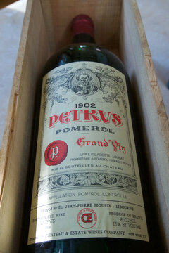 uncorking of rare bordeaux. petrus 1982  big bottle. 