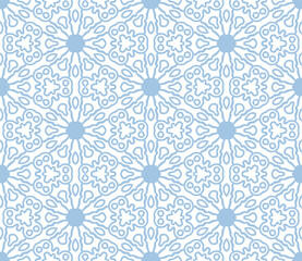 Abstract colorful doodle flower seamless pattern. Floral background. Mosaic, tile of thin line ornament.