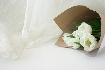 white bouquet on the white background