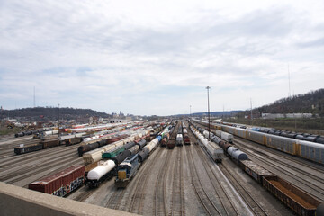 train tracks in train yard