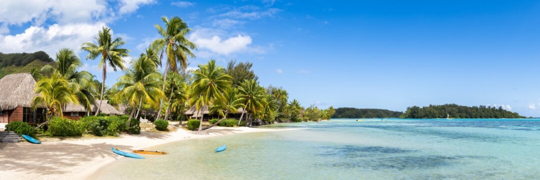 Tropical beach panorama in the South Seas