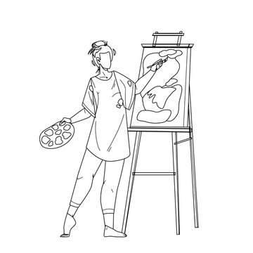 artist painting abstract art on easel clip art preview