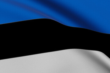 close-up of the Estonia flag waving in the wind 
