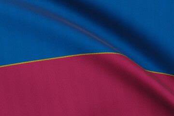 Flag of Barcelona waving on the wind. The colors of the  Barcelona Sports Club 