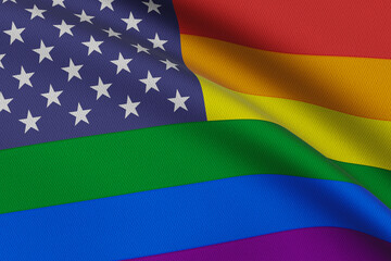 waving united states of america rainbow gay pride flag banner
