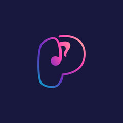 Letter P logo with musical note.