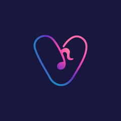 Letter V logo with musical note.