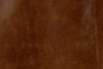 Brown textured smooth leather surface background, small grain