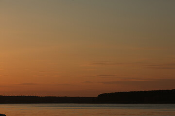 yellow sunset on the river.