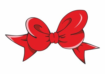 Beautiful red bow, red ribbon bow decorative isolated icon.