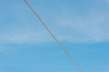 Obraz premium Electrical wiring in a cable duct goes through the air.