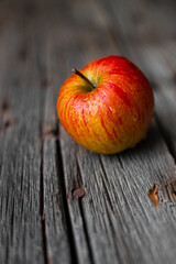 apple on wooden table